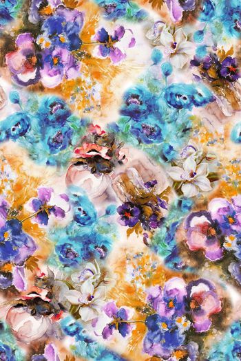 556750-精品多彩油画花卉数码印花