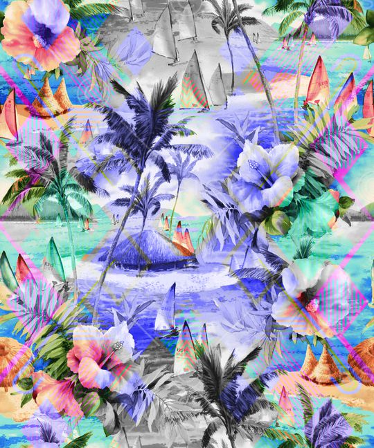 夏日风情印花华亿平台图片