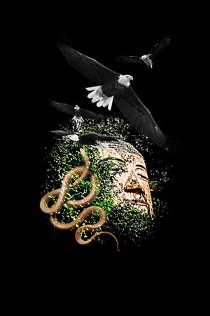 抽象男装图案印花华亿平台图片