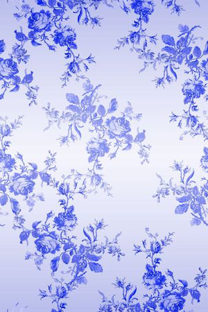 女士长裙 蓝色  长巾  手绘  花卉  牡丹  玫瑰  花  家纺印花华亿平台图片