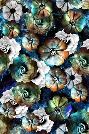 抽象肌理 抽象星空花卉印花华亿平台图片