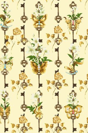 个性休闲竖条土豪金花卉印花华亿平台图片