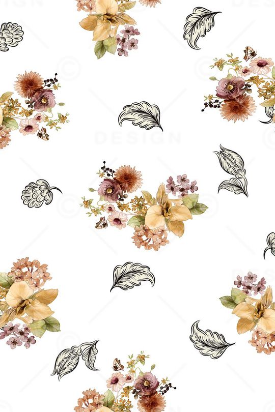 水彩花卉印花华亿平台图片