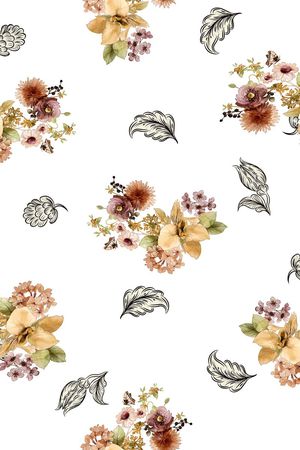 水彩花卉印花华亿平台图片