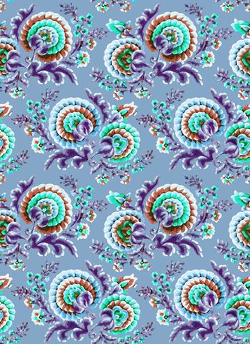 557657-复古 民族风 手绘 花卉 服装家纺