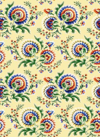 557658-复古 民族风 手绘 花卉 服装家纺