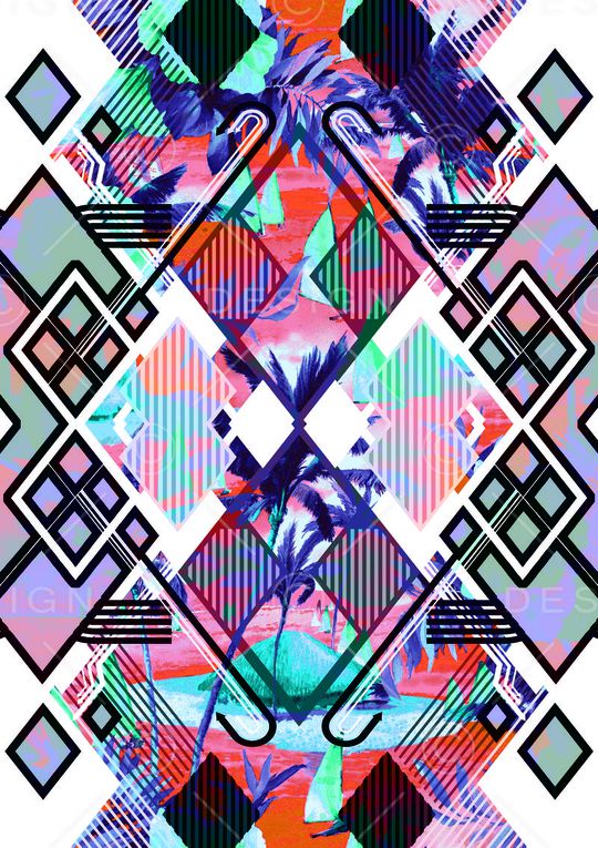 抽象几何 彩色夏日底纹印花华亿平台图片