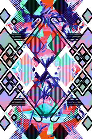 抽象几何 彩色夏日底纹印花华亿平台图片