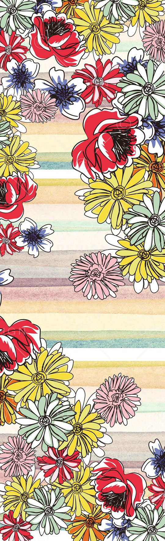 水彩花卉印花华亿平台图片