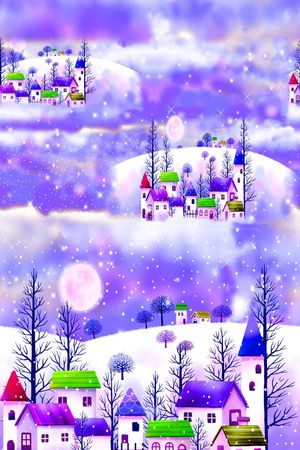 流行时尚 卡通 小清新 梦幻 插画 服装 连衣裙 长巾  丝巾  家纺印花华亿平台图片