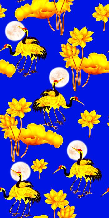 558577-仙鹤荷花荷叶