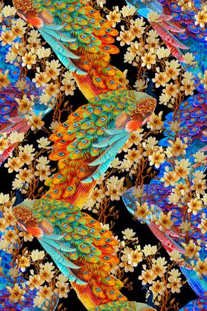 花鸟印花华亿平台图片