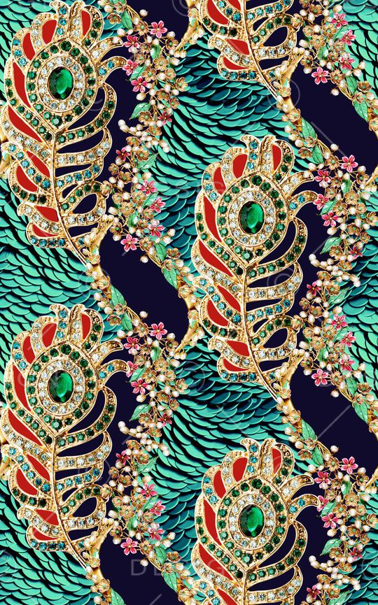 孔雀羽毛印花华亿平台图片