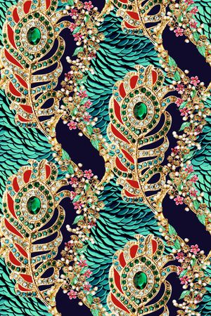 孔雀羽毛印花华亿平台图片