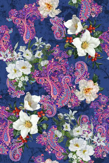 558680-清新抽象底纹腰果佩慈利手绘花服裝花