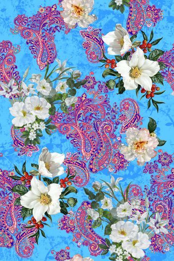 558681-清新抽象底纹腰果佩慈利手绘花服裝花