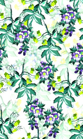 558759-写意手绘风格树上花开春意色彩女装服