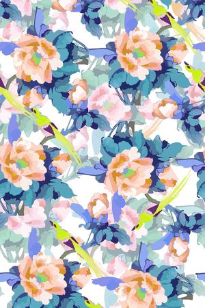 写意手绘风格印花华亿平台图片