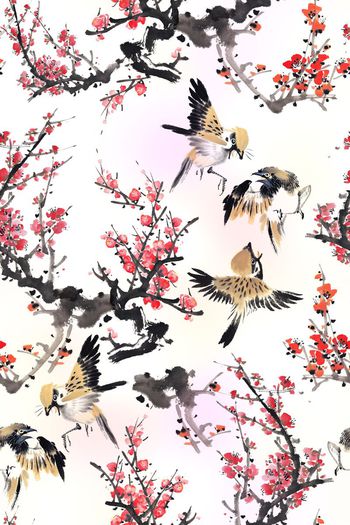 559082-水墨画花鸟