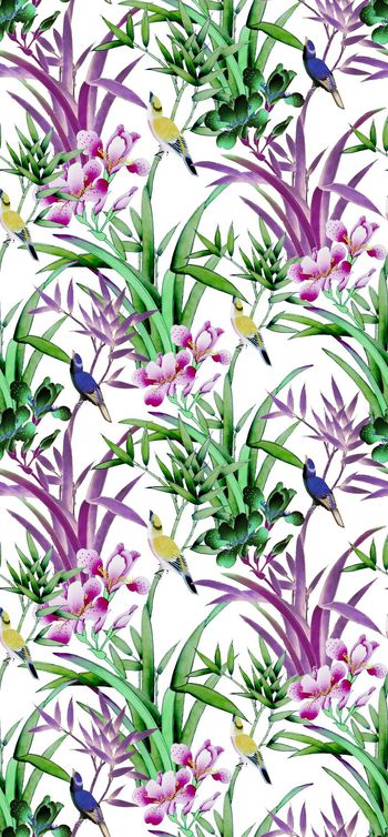 559091- 中国民族风手绘花鸟印花