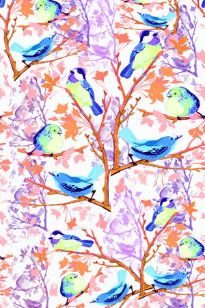 鸟昆虫图案印花华亿平台图片