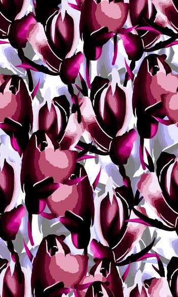 559324-厚实写意水彩风花卉虚幻组合服饰印花