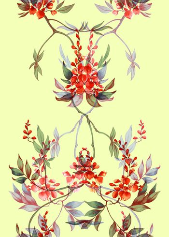 559383-时尚对称缠枝花卉 定位裙装