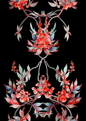 559385-时尚对称缠枝花卉 定位裙装