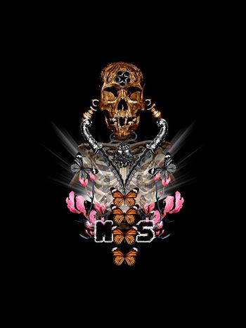 559501-复古骷髅头花男装定位图案