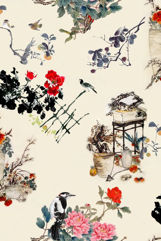 水墨印花华亿平台图片