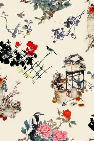 水墨印花华亿平台图片