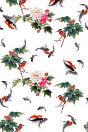 花鸟印花华亿平台图片