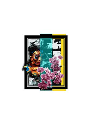 几何拼图印花华亿平台图片