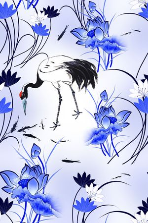 青花瓷印花华亿平台图片