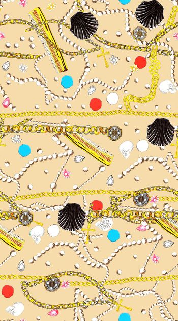 559953-时尚 项链 吊坠 宝石 珍珠 满版