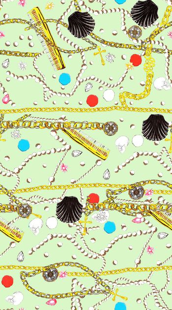 559954-时尚 项链 吊坠 宝石 珍珠 满版