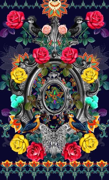 560016-欧式定位相框花卉鸟类组合