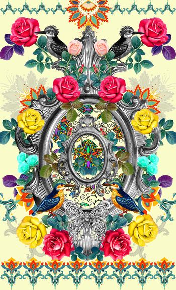 560017-欧式定位相框花卉鸟类组合