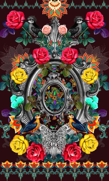 560018-欧式定位相框花卉鸟类组合