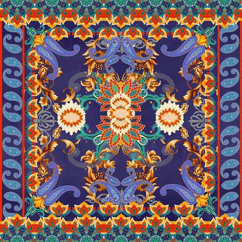 560019-定位佩斯利金属质感卷草花卉丝巾