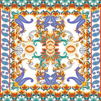 560020-定位佩斯利金属质感卷草花卉丝巾