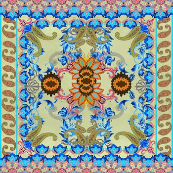 560022-定位佩斯利金属质感卷草花卉丝巾