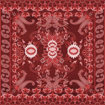 560023-定位佩斯利金属质感卷草花卉丝巾