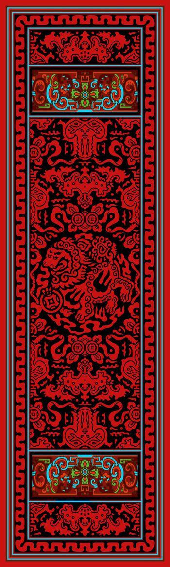 560175-中国风重工奢华手绘汉代兽纹装饰花纹