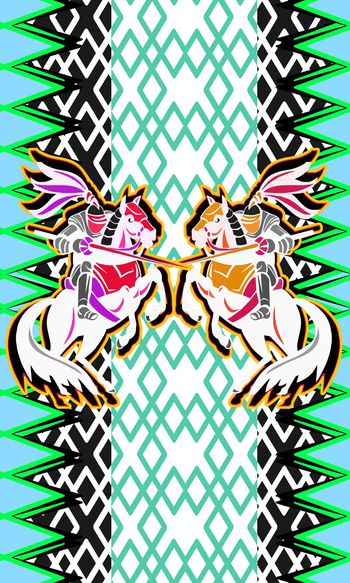 560227-时尚定位骑士几何混搭服饰印花