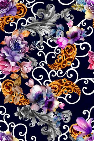 卷草花印花华亿平台图片