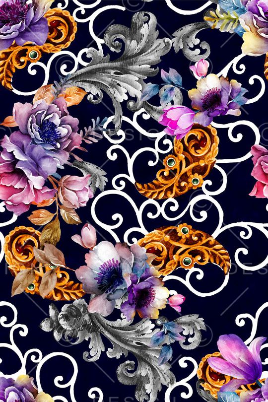 卷草花印花华亿平台图片