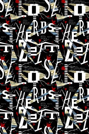 抽象男装图案印花华亿平台图片