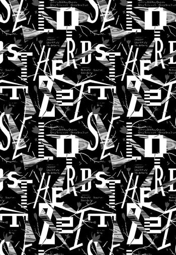 560423-抽象纹纹理拼块英文字小花朵男装图案