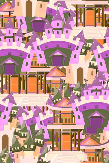 560857-中式西式炫彩建筑组合